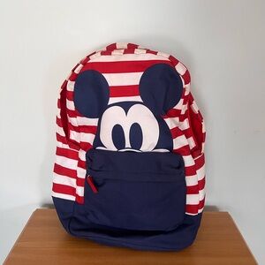 Disney Red White and Navy Blue Striped Mickey Mouse Backpack